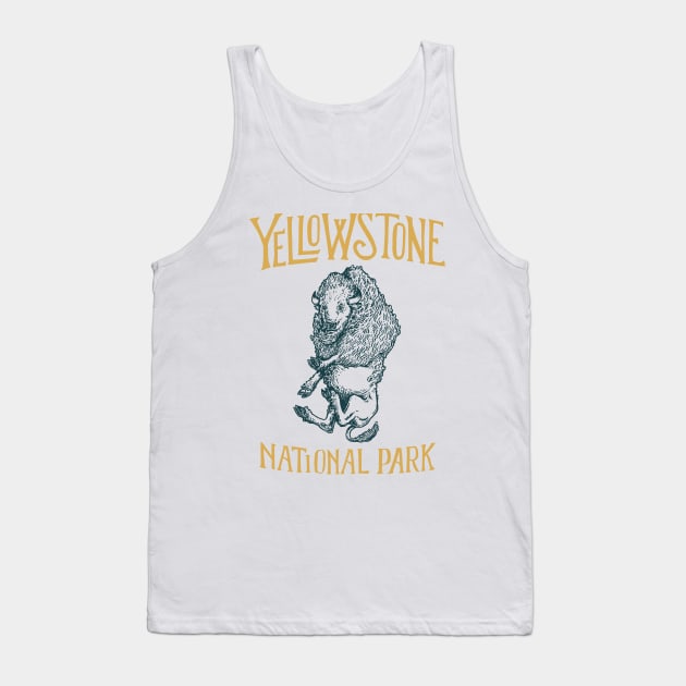 Yellowstone National Park Falling Bison Tank Top by calebfaires